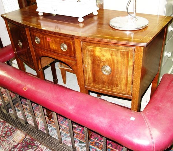 A 20th century mahogany bow front sideboard, 121.5cm wide.
