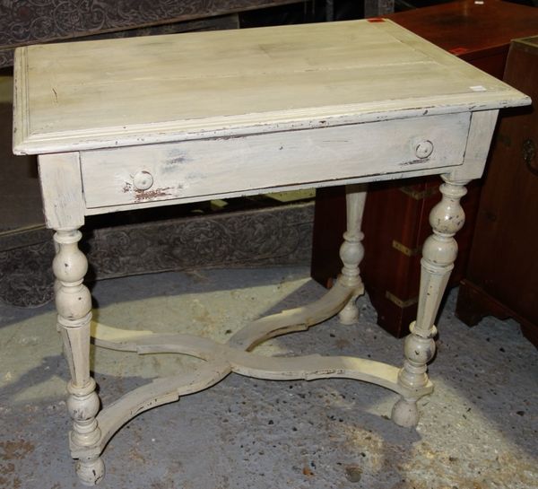 A 19th century grey painted rectangular side table.