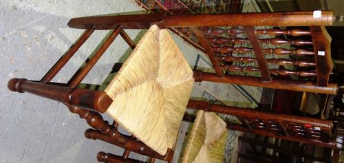 A set of six 19th century Cheshire/Lancashire spindle back dining chairs. (6)