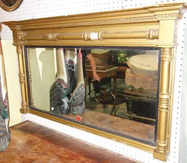 A 19th century gilt framed overmantel mirror, 115cm wide.