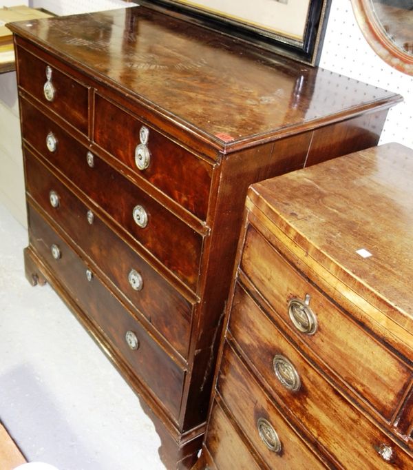 A 19th century mahogany chest of two short and three long drawers, 106cm wide.