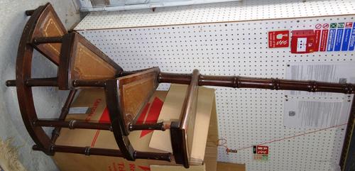 A set of 20th century mahogany and brown leather spiral twist library steps.