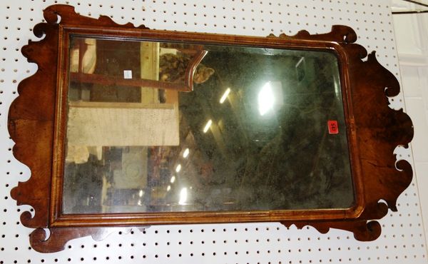 A 19th century mahogany fret cut pier mirror with bevelled mirror plate, 55cm wide.