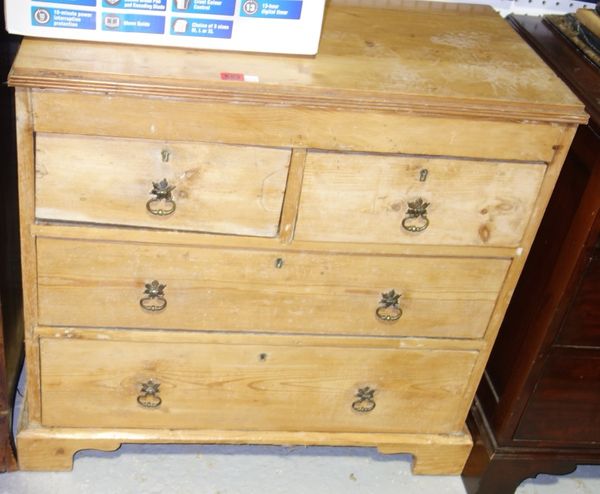 A 19th century pine chest of two short and two long drawers, 79cm wide.