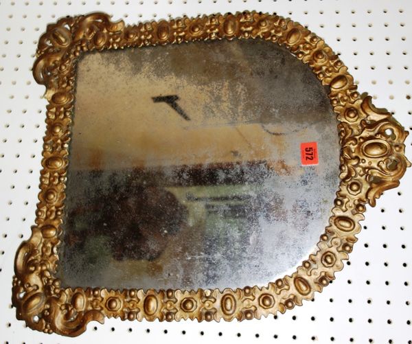 A gilt and gesso arch top wall mirror. 48cm wide x 55cm high.