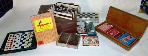 A group of assorted 20th century chess sets, cards and sundry. (qty)