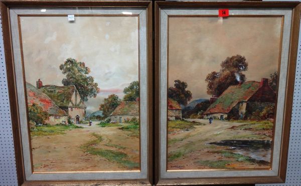 Dudley Ward (early 20th century), Village scenes, a pair, watercolour and bodycolour, both signed.(2)