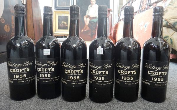 Six bottles of Crofts 1955 vintage port. (6)