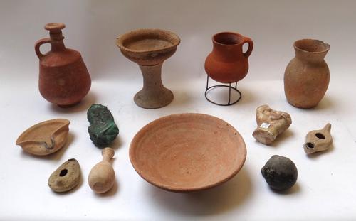 A quantity of antiquities from the collection of Sir John Barnes (Ambassador to Israel 1969-1972), comprising; a Graeco-Roman carved marble fragment o