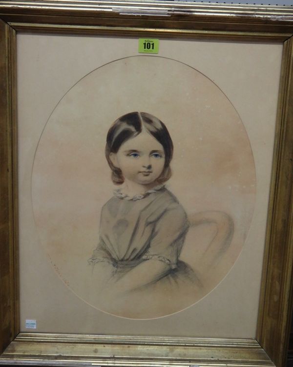 N. Felix (19th century), Portrait of a child, watercolour, oval, signed and dated 1854