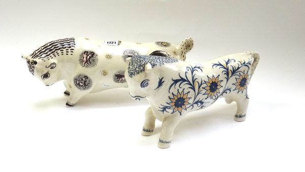 `Zodiac Bull' and `Ferdinand the Bull'; two Wedgwood pottery figures designed by Arnold Machin, 1940's, with printed marks 'Wedgwood Barlaston England