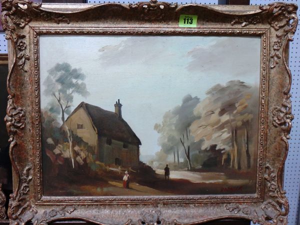 Hugh Padwick (1876-1956), Cottage in a landscape, oil on board, signed.