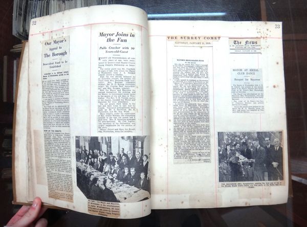 WIMBLEDON - Press Cuttings Album, mainly from the 'Wimbledon Boro' News' & the 'Surrey Comet', (1935-37),  *  for the mayoralty of Ald. J.S. Holland A