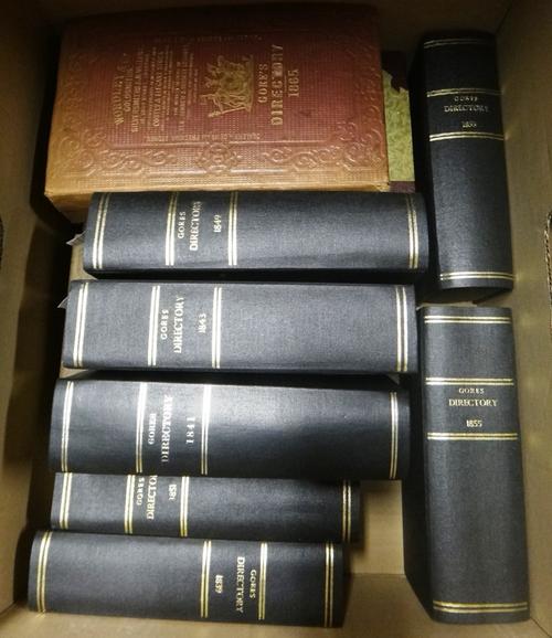 GORE'S DIRECTORY OF LIVERPOOL and its Environs  . . .  11 vols. (1839-71); all with title pages & substantial illustrated advertisers, vs. cloth bindi