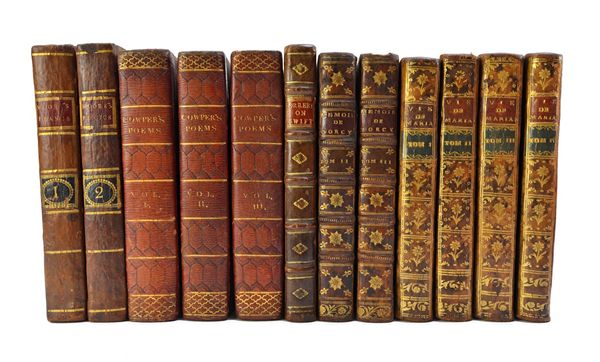 BINDINGS  - decorated English & French calf volumes, 18th & earlier 19th centuries.  Illustrated