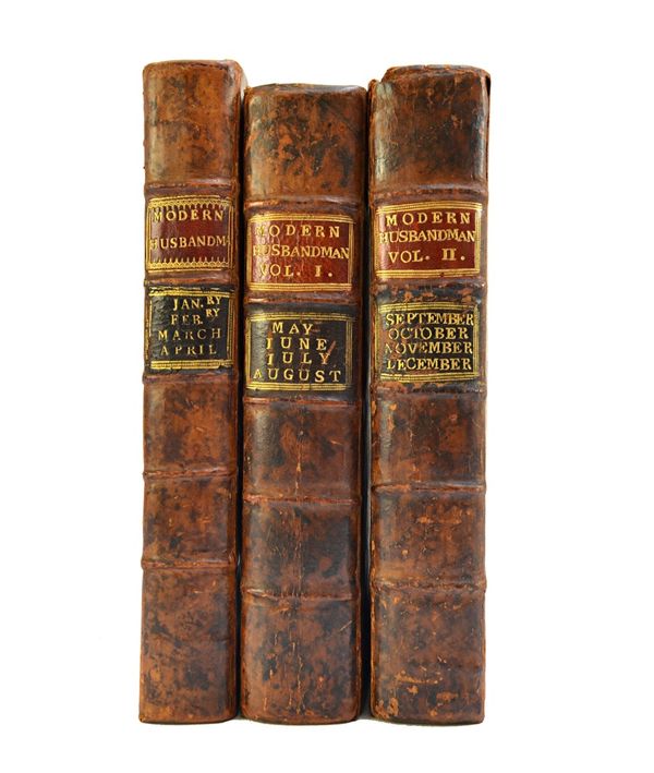 ELLIS (W.)  The Modern Husbandman: or, the Practice of Farming  . . .  3 vols. with the 12 (monthly) title-pages; contemp. mottled calf, gilt-panelled