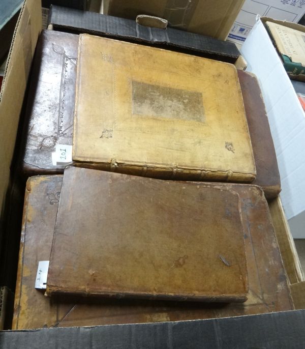 DUBLIN PRINTED -  mostly earlier to mid 18th cent. leatherbound.  *  generally 'non-Irish' content.   (17)