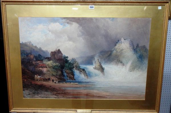 William Callow (1812-1908), Falls of the Rhine, Schaffhausen, watercolour, signed and dated 1863, 55.5cm x 83.5cm.  Illustrated