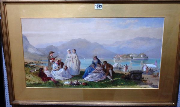 John Absolom (1815-1895), Isola Bella on Lago Maggiore, watercolour, signed, 31.5cm x 60cm.
