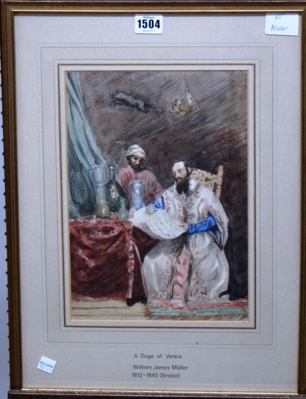 Attributed to William James Muller (1812-1845), A Doge of Venice, watercolour, bears a signature, 29cm x 20.5cm.
