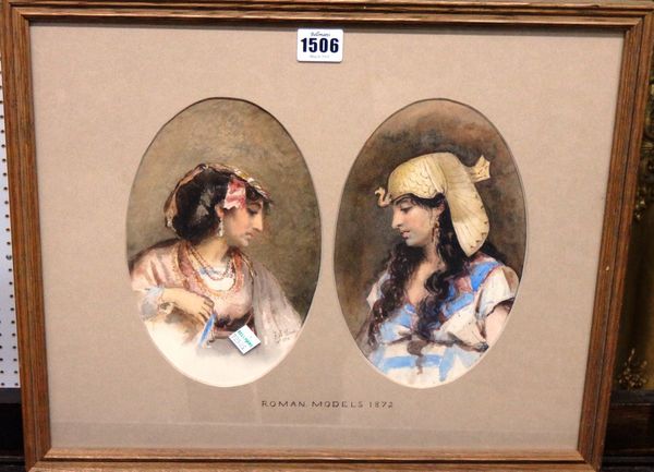 F. L. Rome (19th century), Roman Models, two watrcolours, oval, one signed and dated 1872, framed as one, each 23cm x 14cm.