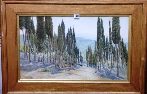 Edwin Bale (1838-1923), The Cypress Grove, Settignano, Florence, watercolour, signed, 37cm x 62cm.