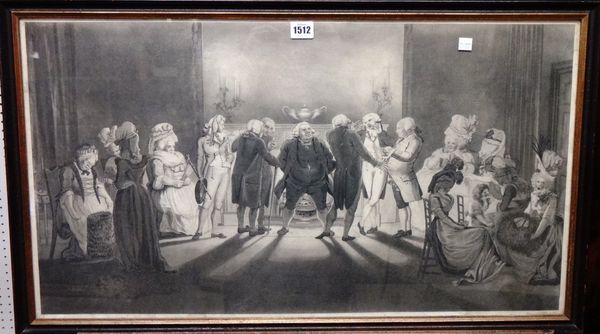 R. Pollard (18th century), 'Politics': Mr Johnson and his Society, aquatint, 42cm x 76cm.