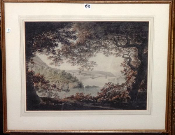 William Payne (1760-1830), View of Dartmouth looking up the river, watercolour, signed, 40cm x 54cm.  Illustrated