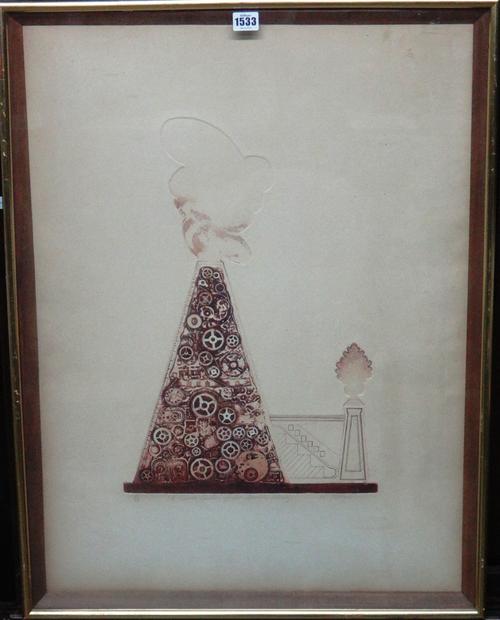 William Tillyer (b.1938), A Cross Section of St Jerome's Study, etching with aquatint, signed, inscribed and numbered VI/XX, 74cm x 54cm. DDS