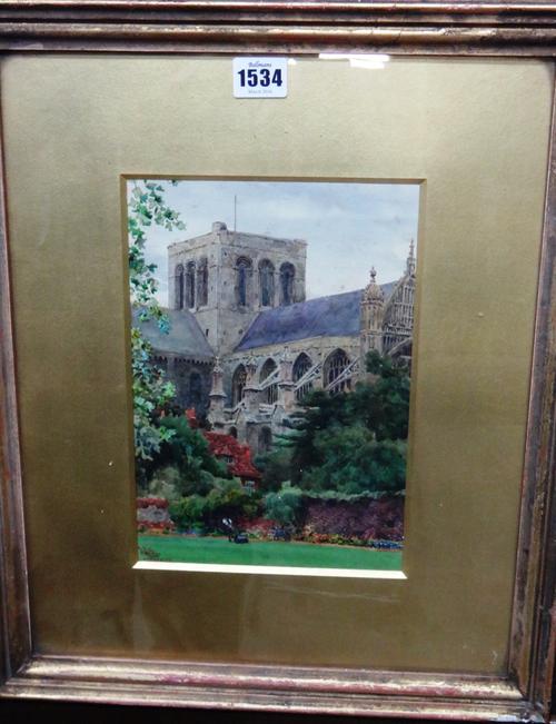 William Wiehe Collins (1862-1952), Winchester cathedral, watercolour, signed and inscribed, 25.5cm x 17.5cm. DDS