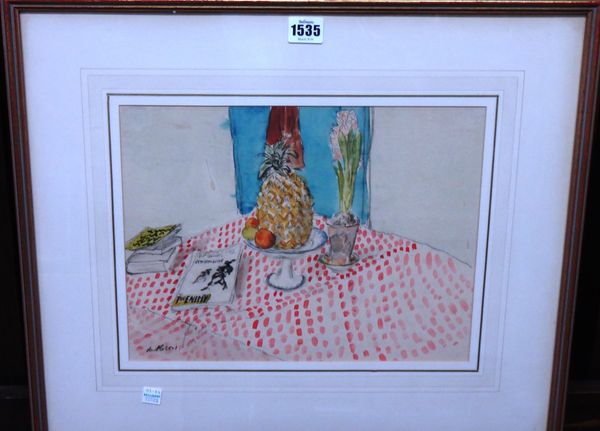 Enslin du Plessis (1894-1978), Still life, watercolour and pencil, signed, 25cm x 33cm. DDS