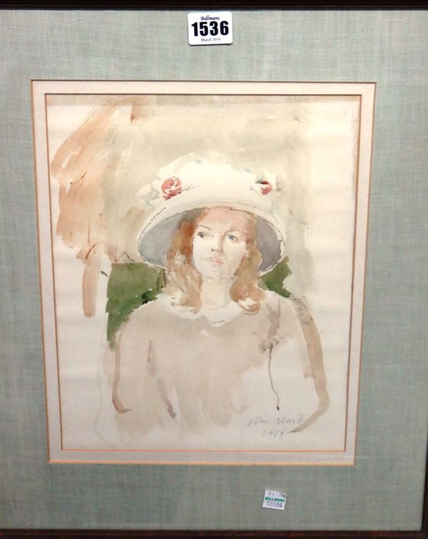 John Ward (1917-2007), Portrait of a young lady, watercolour, signed and dated 1968, 29cm x 22.5cm.  DDS