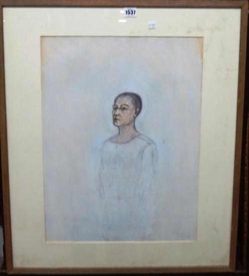 John Davies (b.1946), Head of Patricia, mixed media, inscribed and dated 2.1.72, 54cm x 40cm. DDS