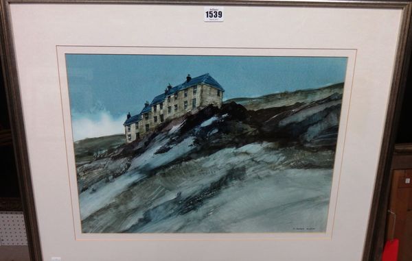 Frederick Donald Blake (1908-1997), House and rocks, watercolour and ink, signed, 34cm x 46.5cm. DDS