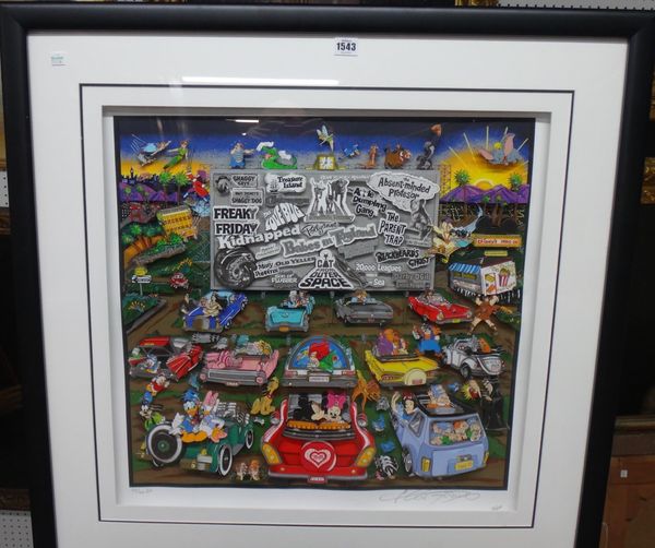 Charles Fazzino (b.1955), Disneyland, a 3D colour print, signed and numbered, 59cm x 59cm.