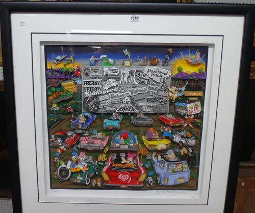Charles Fazzino (b.1955), Disneyland, a 3D colour print, signed and numbered, 59cm x 59cm.