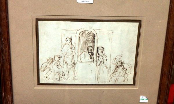 Attributed to David Wilkie (1785-1841), Figures at confession; A Swiss Guard, two, pen and ink, both bear a signature, the larger 14cm x 20cm.
