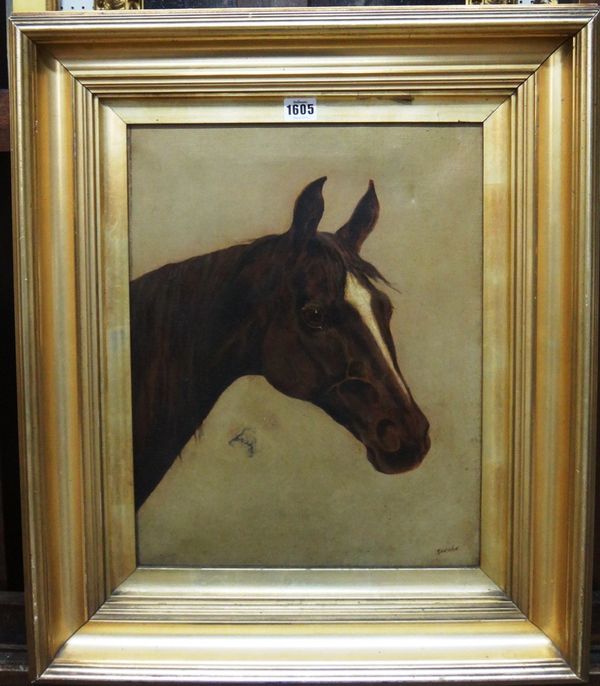 Attributed to John Arnold Alfred Wheeler (1821-1903), Head study of a horse, oil on canvas, bears a signature, 44cm x 34.5cm.