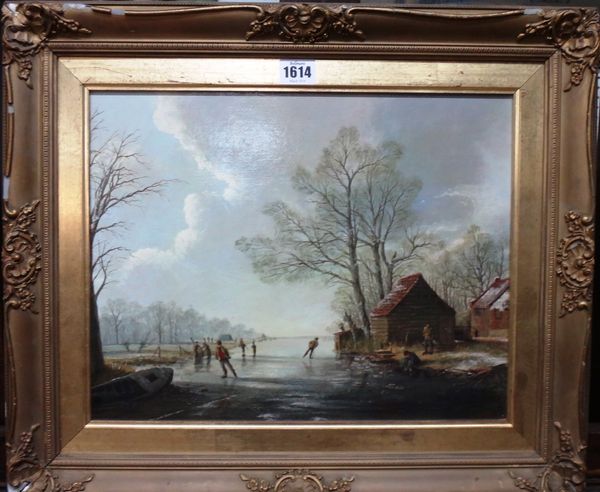 G. Williams (20th century), A Dutch winter landscape, oil on board, 29cm x 37cm.