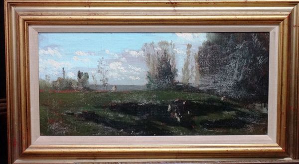 Jean Maxime Claude (1824-1904), Landscape, oil on canvas laid on board, 19cm x 41cm.