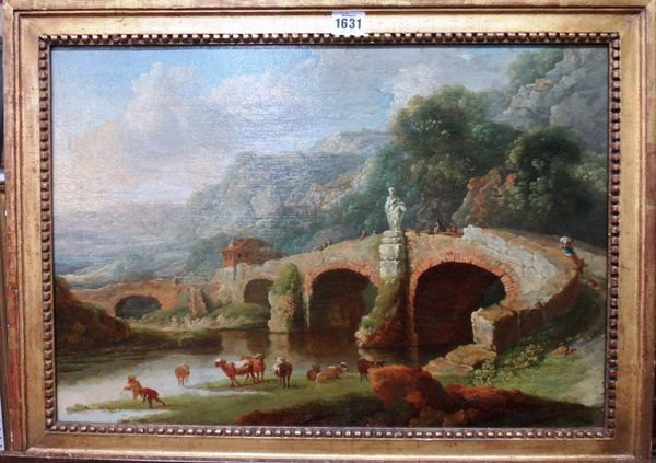 Michael Wutky (1739-1823), A wooded river landscape, oil on canvas, 37cm x 53cm. Illustrated