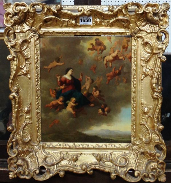 Attributed to Johan van Haensbergen (1642-1705), The Assumption of the Virgin, oil on copper, 29cm x 23.5cm.  Illustrated