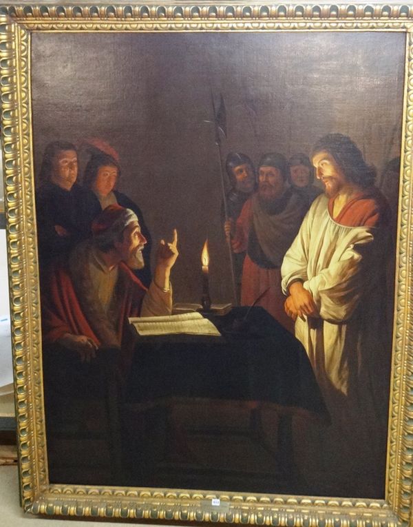 After Gerrit van Honthorst, Christ before the high Priest, oil on canvas, 190cm x 142cm.  Illustrated