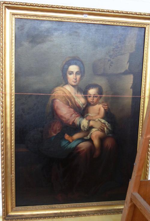 After Bartolomé Esteban Murillo, Madonna with Child, oil on canvas, 163cm x 113cm.