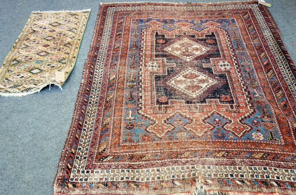 An Afshar rug and a Turkman mat. (2)