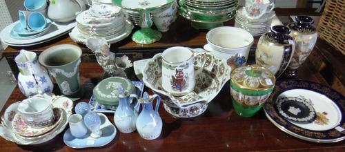 A quantity of ceramics including Jasperware items, Oriental vases, commemorative plates and sundry.