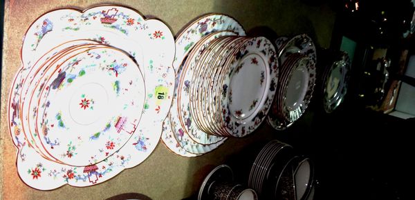 A quantity of Royal Worcester Pekin pattern dinnerware. (qty)