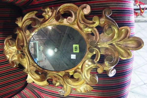 A 19th century gilt framed acanthus moulded hall mirror.