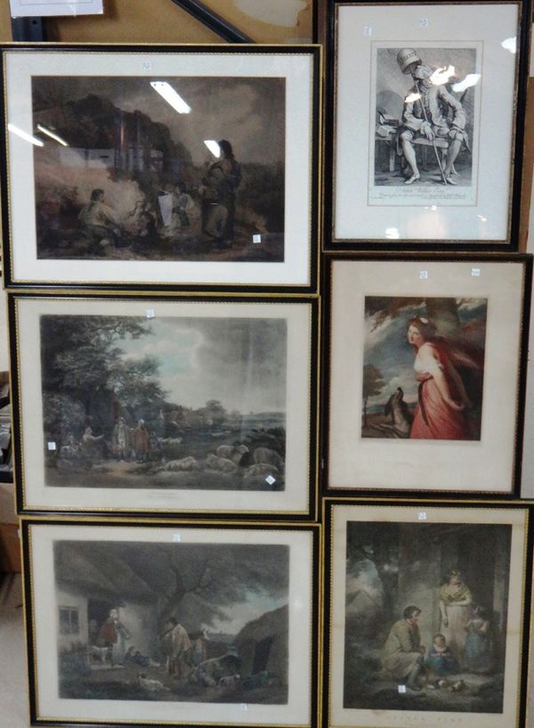 A quantity of assorted prints and engravings, including works after George Morland, George Romney, William Hamilton, Phillips Wouwerman, Le Blond and