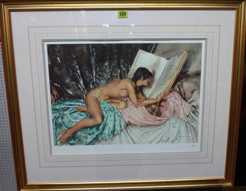 After Sir William Russell Flint, 'Janelle and the volume of treasures', colour print, numbered 97/850